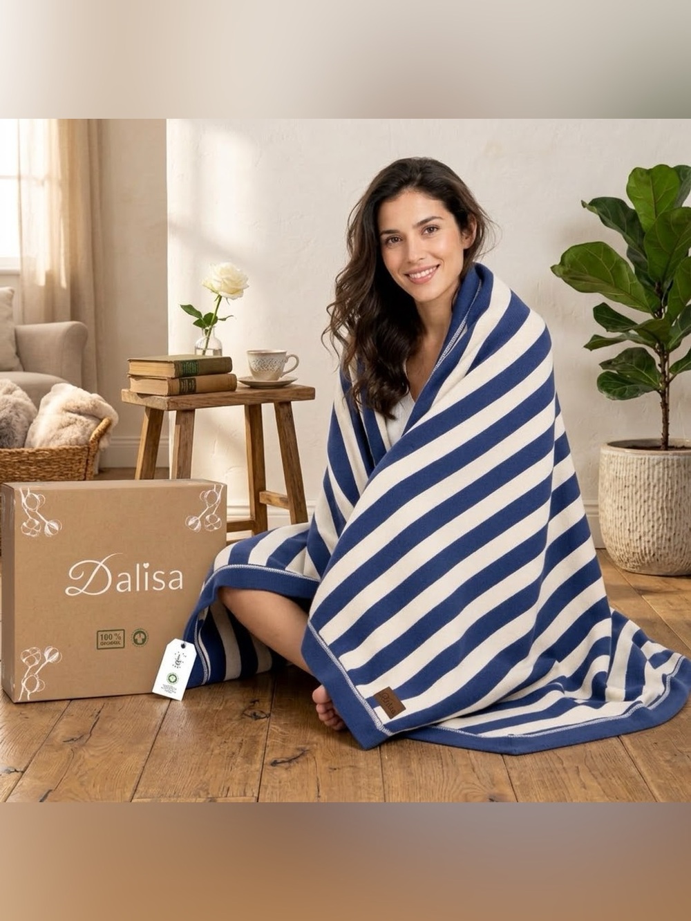 Dalisa Amelia Blanket 55x71 Organic Cotton GOTS Certified Soft Breathable Knit